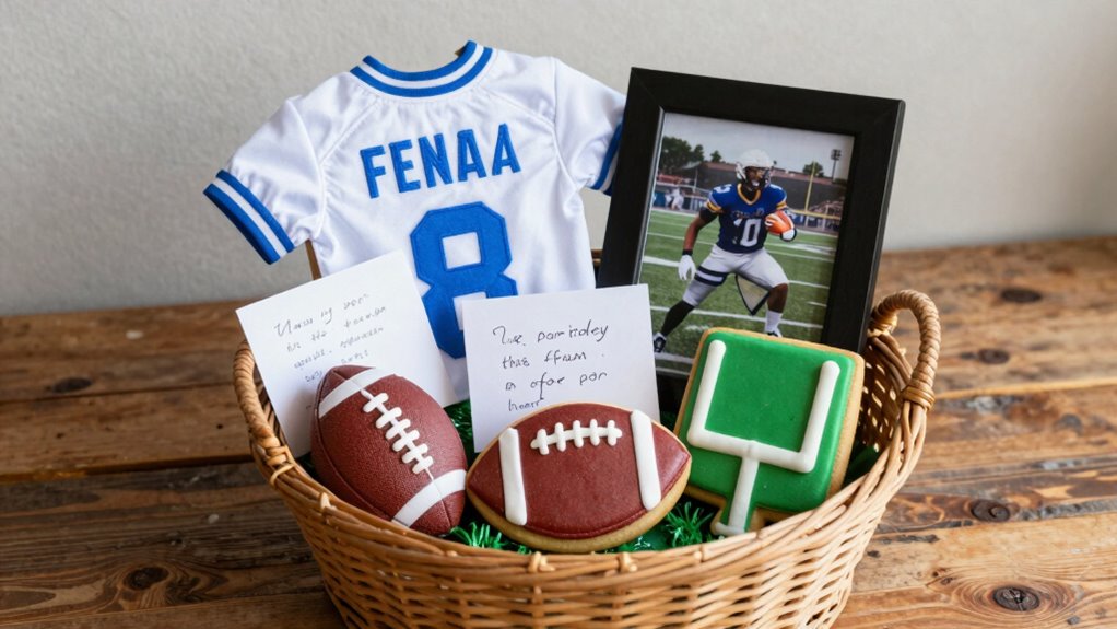 personalized football gift basket touches