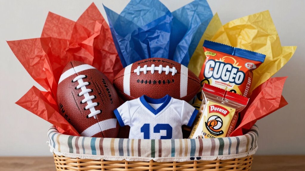 sturdy basket layered football gifts