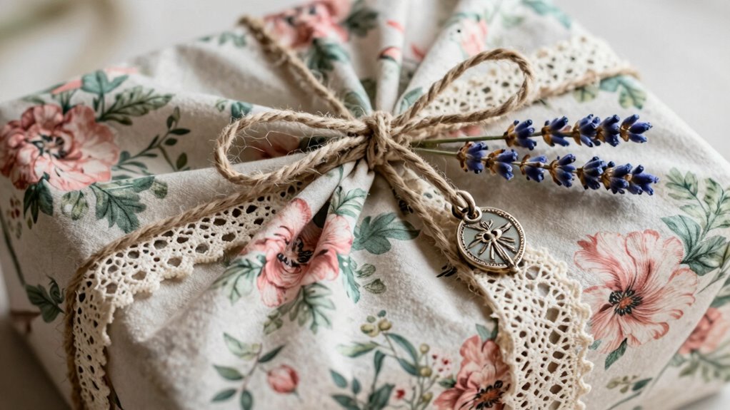 upcycled vintage fabric gift wraps