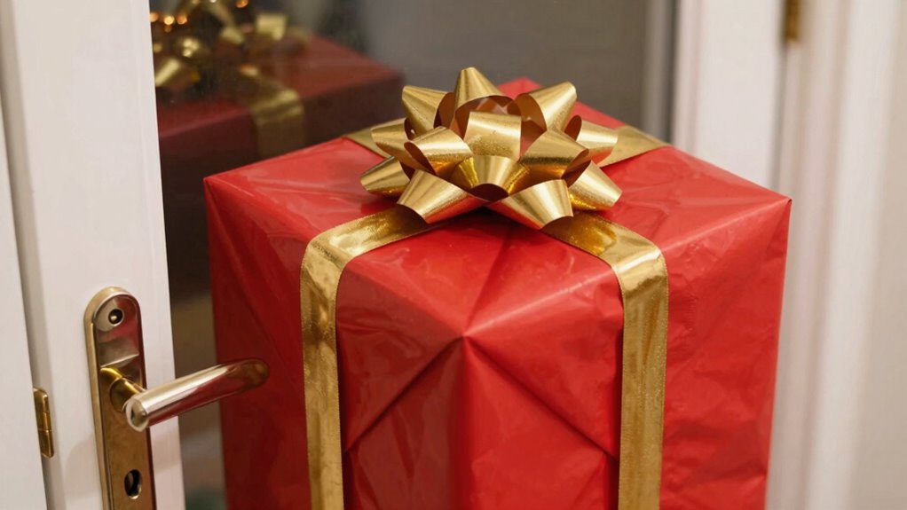 wrapping door like a gift decorated